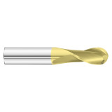 Fullerton Tool 30563 | 7/8" Diameter x 7/8" Shank x 4" OAL 2 Flute TiN Coated Ball End Mill