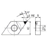Tungaloy 6965520 | 1QP-DNMM 432F DX160 12.70mm Circle Diameter x 4.75mm Thickness x 0.81mm Radius Uncoated Carbide Turning Insert