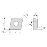Tungaloy 6967488 | EPGT520 F-JS SH7025 0.156" Circle Diameter x 0.063" Thickness x 0.161" Edge Length x 0.004" Radius x 11 Degree Clearance Angle TiAlN+TiCN Coated Carbide Turning Insert