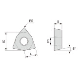 Tungaloy 6967633 | WBGT521 FL-W08 SH7025 0.156" Circle Diameter x 0.063" Thickness x 0.134" Edge Length x 0.016" Radius x 5 Degree Clearance Angle TiAlN+TiCN Coated Carbide Turning Insert