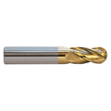 M.A. Ford 14010000T | 1" Diameter x 1.000" Shank x 1-1/2" LOC x 4.000" OAL x 1/2" Radius x 30 Degree Helix Angle 4 Flute TiN Coated Carbide 140 Ball Nose End Mill