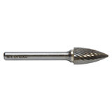 M A Ford 46500130 | 1/2" Diameter x 1/4" Shank x 3/4" LOC x 2-3/4" OAL 35 Flute Uncoated Carbide 46SG Pointed End Tree Shape Burr