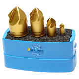 M.A. Ford 79T000013 | 1/4" - 1 Head Diameter x 90 Degree Included Angle 6 Flute TiN Coated HSS Countersink Set