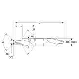 Keo 906-000-214 | #1 Trade x 0.063" Diameter x 0.188" Shank x 0.165" Functional Length x 1.875" OAL x 60 Degree Angle 2 Flute Uncoated Right Hand HSS Combination Drill & Countersink