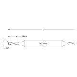 Keo 934-000-019 | 0.141" Diameter x 0.188" Shank x 1.125" Length of Shank x 0.406" Maximum Depth of Cut x 2.250" OAL x 0.070" Radius x 2 Flute HSS-Co Uncoated Double Ended Ball End Mill