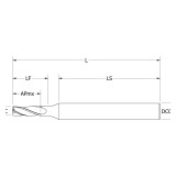Keo 934-000-180 | 0.141" Diameter x 0.188" Shank x 0.406" Maximum Depth of Cut x 1.500" OAL 4 Flute Uncoated HSS Square End Mill