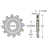 Seco Tools 10092424 | 335.18-125-12-40-6N 125.00mm Cutting Diameter x 33.50mm Cutting Depth of Cut Maximum x 3.00 Degree Rake Axial Angle 6 Cutting Edge 7700 rpm Rotational Speed Arbor hole 335.18 Indexable Slotting Cutter