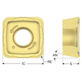 Seco Tools 10252950 | SPKT140523TN-M14 0.551" Inscribed Circle Diameter x 0.091" Radius x 0.219" Insert Thickness 4 Cutting Edge CVD Coated Carbide MP1501 Grade SPKT Milling Insert