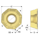 Seco Tools 10260305 | OOET0605ZZSR-ME12 0.622" Inscribed Circle Diameter x 0.024" Radius x 0.219" Insert Thickness 8 Cutting Edge CVD Coated Carbide MP2501 Grade OOET Milling Insert