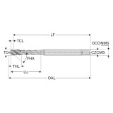 Seco Tools 10280316 | T32-R40N08C93-6-32-21R 0.138" Thread Diameter x 0.141" Shank x 0.076" Tap Length 3 Flute TiAIN+TiN Coated HSS-E-PM Cylindrical T32 Spiral Flute Tap