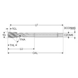 Seco Tools 10280340 | T32-R40N09C93-3/8-24-21R 0.375" Thread Diameter x 0.381" Shank x 0.115" Tap Length 3 Flute TiAIN+TiN Coated HSS-E Cylindrical T32 Spiral Flute Tap