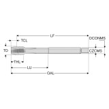 Seco Tools 10280454 | T34-PH08B96-7/16-14-22R 0.438" Thread Diameter x 0.323" Shank x 0.329" Tap Length 3 Flute TiAIN+WC/C Coated HSS-E-PM Cylindrical T34 Spiral Point Tap