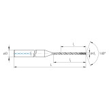 Mikron Tool 2.CD.150380.CS | CrazyDrill Cool 0.75 - 6.00mm Diameter Range x 6.00mm Shank x 57.00mm LOC x 113.50mm OAL 2 Flute eXedur RI/RIP Coated Pilot Drill