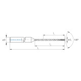 Mikron Tool 2.CD.200420.XL | CrazyDrill Cool XL 1.00 - 6.00mm Diameter Range x 6.00mm Shank x 84.00mm LOC x 140.00mm OAL 2 Flute eXedur SL Coated Pilot Drill