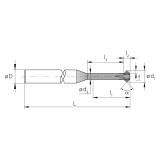 Mikron Tool 2.DC.03280090.1 | CrazyMill Chamfer 0.70mm Size x 2.80mm Head Diameter x 4.00mm Shank x 8.40mm LOC x 60.00mm OAL 5 Flute eXedur RIP Coated Double Chamfer Tool