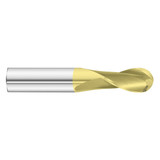 Fullerton Tool 30529 | 3/64" Diameter x 1/8" Shank x 3/16" LOC x 1-1/2" OAL 2 Flute TiN Solid Carbide Ball End Mill