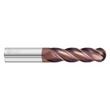 Fullerton Tool 35032 | 3/8" Diameter x 3/8" Shank x 1-1/2" LOC x 3-1/2" OAL 4 Flute FC20 Solid Carbide Ball End Mill