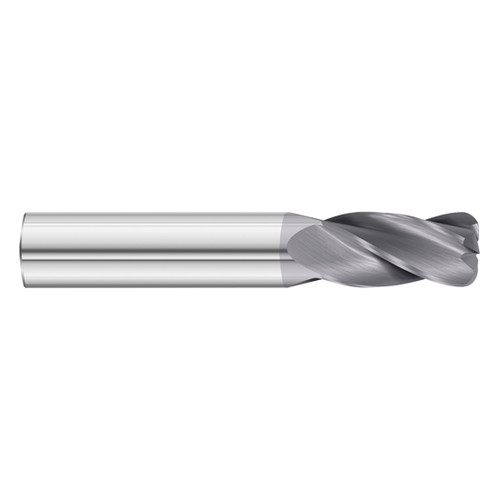 Fullerton Tool 33806 | 1/4" Diameter x 1/4" Shank x 3/4" LOC x 2-1/2" OAL 4 Flute TiAlN Solid Carbide Radius End Mill