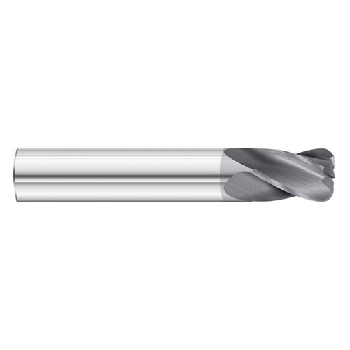 Fullerton Tool 31530 | 1/4" Diameter x 1/4" Shank x 1/2" LOC x 2" OAL 4 Flute TiAlN Solid Carbide Radius End Mill