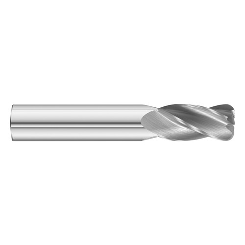 Fullerton Tool 91324 | 3mm Diameter x 3mm Shank x 8mm LOC x 38mm OAL 4 Flute Uncoated Solid Carbide Radius End Mill