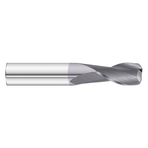 Fullerton Tool 33875 | 5/8" Diameter x 5/8" Shank x 1-1/2" LOC x 3-1/2" OAL 2 Flute TiAlN Solid Carbide Radius End Mill