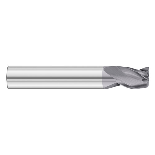 Fullerton Tool 33408 | 1/4" Diameter x 1/4" Shank x 3/8" LOC x 2" OAL 3 Flute TiAlN Solid Carbide Radius End Mill