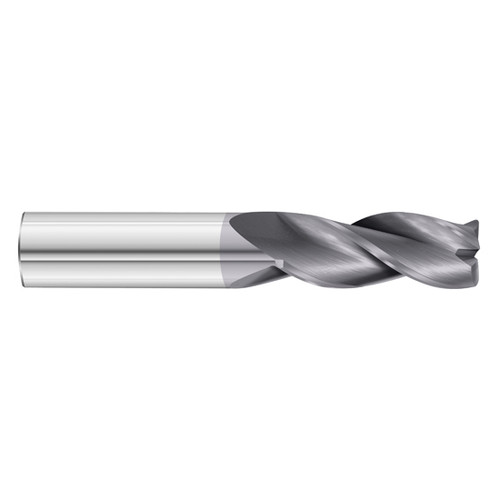 Fullerton Tool 33466 | 3/8" Diameter x 3/8" Shank x 1" LOC x 2-1/2" OAL 3 Flute TiAlN Solid Carbide Radius End Mill