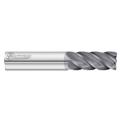 Fullerton Tool 34115 | 1/2" Diameter x 1/2" Shank x 1-1/4" LOC x 3" OAL 5 Flute FC18 Solid Carbide Radius End Mill