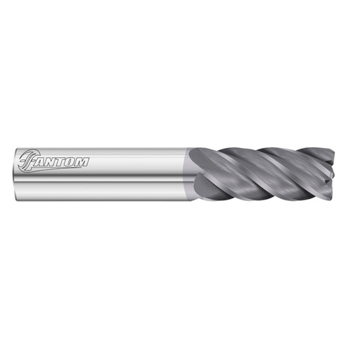 Fullerton Tool 92454 | 10mm Diameter x 10mm Shank x 25mm LOC x 89mm OAL 5 Flute FC18 Solid Carbide Radius End Mill