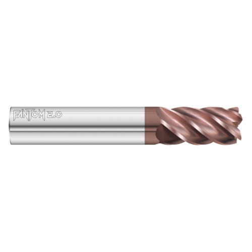 Fullerton Tool 37662 | 5/8" Diameter x 5/8" Shank x 1-1/2" LOC x 3-1/2" OAL 5 Flute FC20 Solid Carbide Radius End Mill