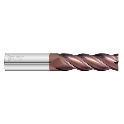 Fullerton Tool 35557 | 1" Diameter x 1" Shank x 3-1/4" LOC x 6" OAL 4 Flute FC20 Solid Carbide Radius End Mill