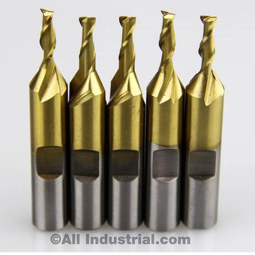 All Industrial 14002 | 5/32" Diameter x 3/8" Shank x 2-15/16" OAL 2 Flute TiN High Speed Steel Square End Mill