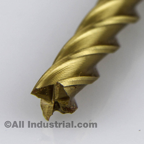 All Industrial 14506 | 5/16" Diameter x 3/8" Shank x 2-1/2" OAL 4 Flute TiN High Speed Steel Square End Mill