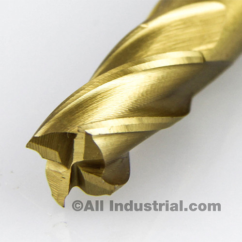 All Industrial 14508 | 3/8" X 3/8" X 3/4" X 2-1/2" 4 Flute High Speed Steel TiN Single End Mill