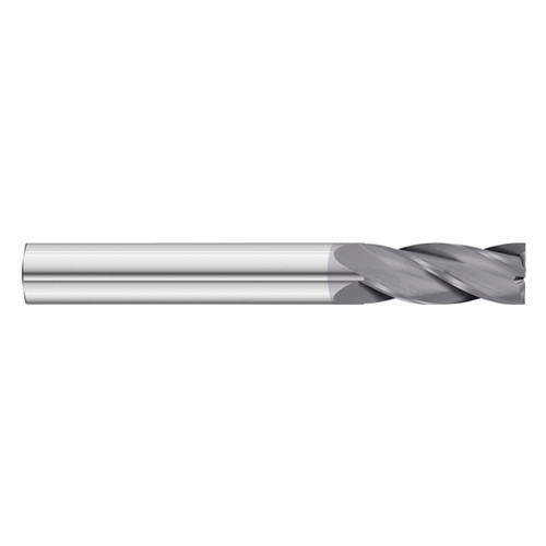 Fullerton Tool 30044 | 3/8" Diameter x 3/8" Shank x 1-1/2" LOC x 4" OAL 4 Flute TiAlN Solid Carbide Square End Mill