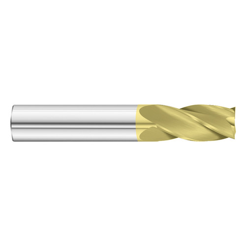 Fullerton Tool 32336 | 5/8" Diameter x 5/8" Shank x 1-1/2" LOC x 3-1/2" OAL 4 Flute TiN Solid Carbide Square End Mill