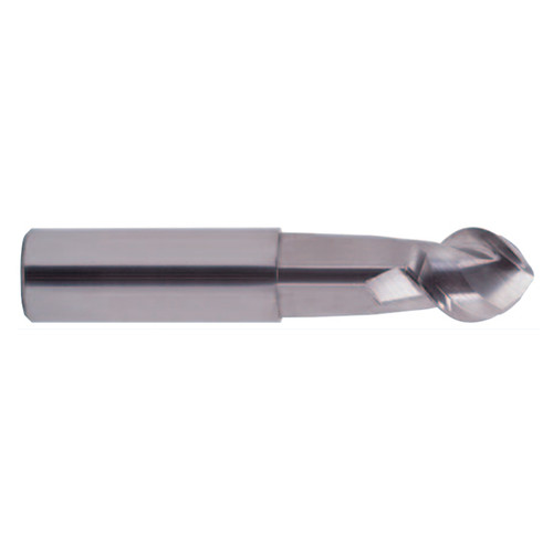 YG1 37593 | 1/2" Diameter x 1/2" Shank x 13/32" LOC x 3" OAL x 1/4" Radius x 50 Degree Helix Angle 2 Flute Bright Coated Carbide E5974 Ball End Mill