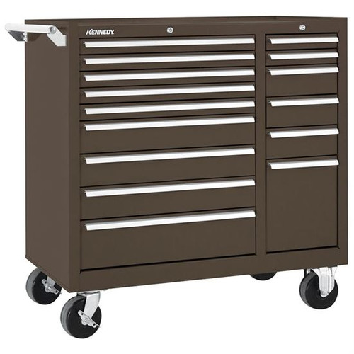 Kennedy 315XB | 15 Drawer, Steel, Tool Roller Cabinet 39-3/8 Inch Wide x 39 Inch High x 18 Inch Deep, 2,800 Lb. Capacity, Brown Kennedy 315XB | 15 Drawer, Steel, Tool Roller Cabinet 39-3/8 Inch Wide x 39 Inch High x 18 Inch Deep, 2,800 Lb. Capacity, Brown