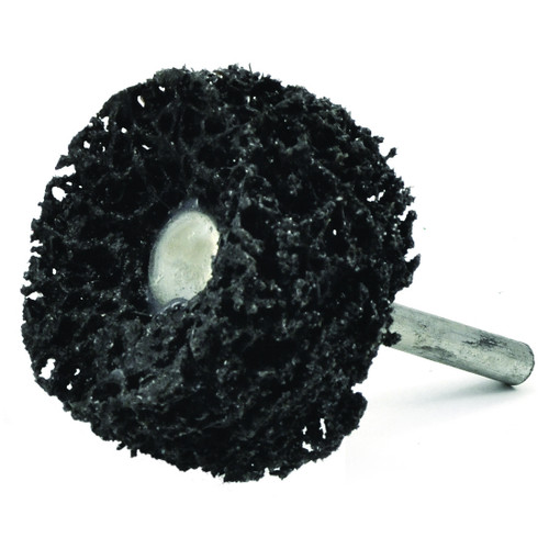 Superior Abrasives 34359 | SHUR-BRITE 3" x 1/2" x 1/4" Extra Coarse Shank Mounted Black Stripping Wheel