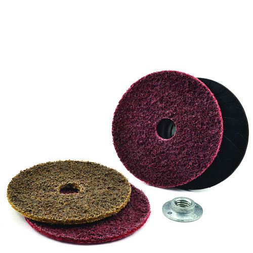 Superior Abrasives 35599B | SHUR-BRITE 5" Medium Grind Duty Surface Conditioning Center Hole Hook & Loop Disc Superior Abrasives 35599B | SHUR-BRITE 5" Medium Grind Duty Surface Conditioning Center Hole Hook & Loop Disc