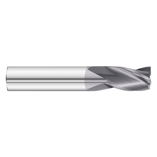 Fullerton Tool 30690 | 3/16" Diameter x 3/16" Shank x 5/8" LOC x 2" OAL 3 Flute TiAlN Solid Carbide Square End Mill