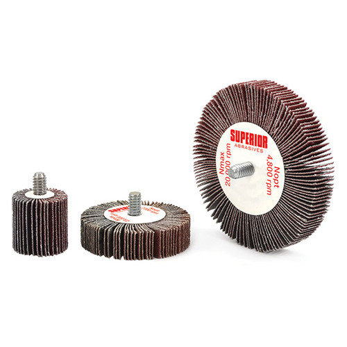 Superior Abrasives 10163 | SHUR-KUT 1" x 1" x 1/4"-20 60 Grit Aluminum Oxide Mounted Flap Wheel