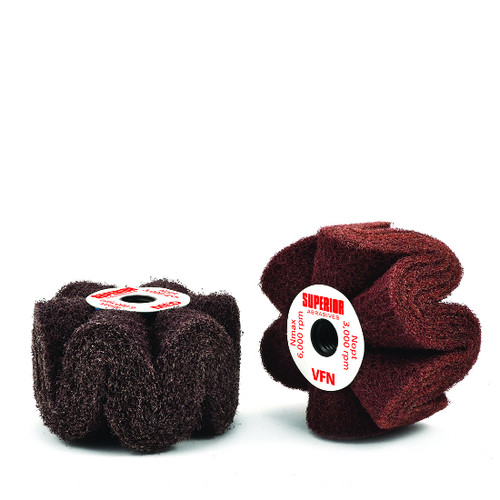 Superior Abrasives 54819 | SHUR-BRITE 4" x 2" x 5/8"-11 Medium Aluminum Oxide Heavy Duty Seamless Satin Wheel for Angle Grinders