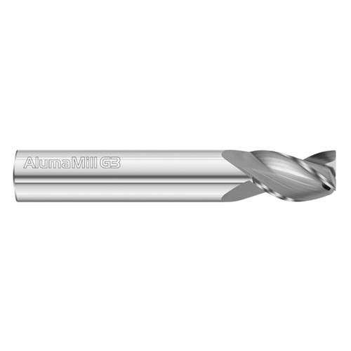 Fullerton Tool 27051 | 1/2" Diameter x 1/2" Shank x 3/4" LOC x 3" OAL 3 Flute Uncoated Solid Carbide Square End Mill