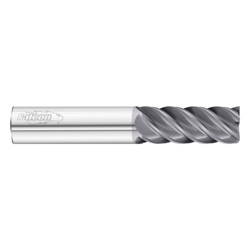Fullerton Tool 38164 | 7/16" Diameter x 7/16" Shank x 1" LOC x 2-3/4" OAL 5 Flute TiAlN Solid Carbide Square End Mill