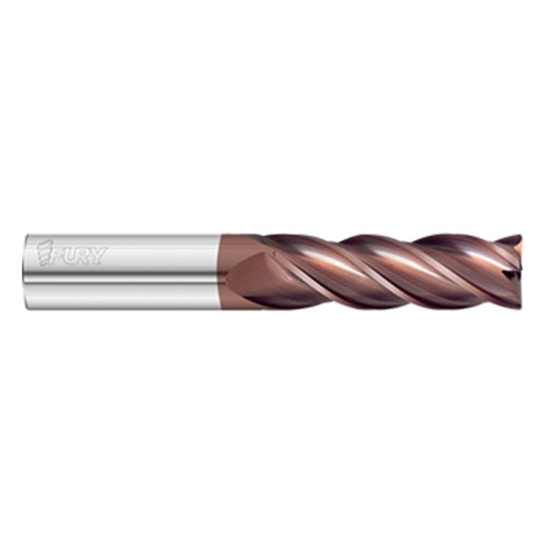 Fullerton Tool 35114 | 3/8" Diameter x 3/8" Shank x 1-1/2" LOC x 3-1/2" OAL 4 Flute FC20 Solid Carbide Square End Mill