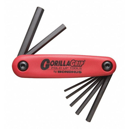 Bondhus 12587 | 7pc 2 - 8mm GorillaGrip Fold-Up Hex Key Set