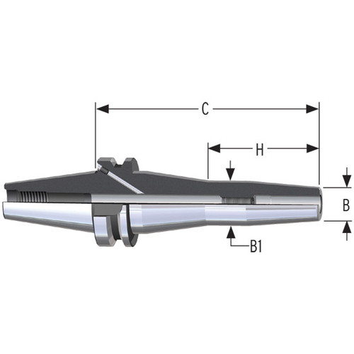 Parlec C40-38SF630-9 | 3/8" Hole Diameter x 6.30" Projection CAT40 0.94" Nose Diameter 25,000 RPM Shrink Fit Tool Holder & Adapter