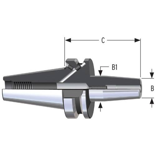 Parlec C40-M10SF80-9 | 10mm Hole Diameter x 80mm Projection CAT40 24mm Nose Diameter 25,000 RPM Shrink Fit Tool Holder & Adapter