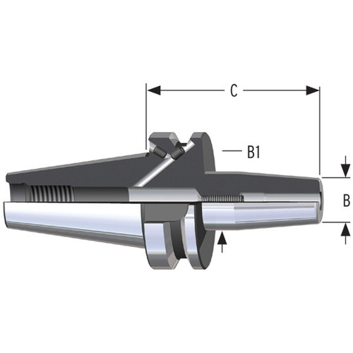 Parlec C50-10SF630-9 | 1" Hole Diameter x 6.30" Projection CAT50 1.73" Nose Diameter 25,000 RPM Shrink Fit Tool Holder & Adapter